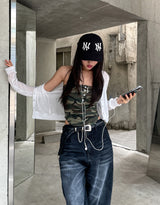 Likee semi-balloon washed denim pants