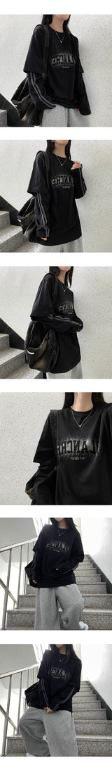 レスラインレイヤードロングスリーブTシャツ