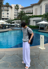 Cool Pin Tuck Linen Wide Pants