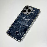 フェイドデニムスターダストスマホケース ダークインディゴ (SV_MagSafeGlass)