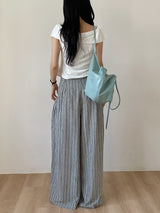 Rose String Stripe Wide Pants