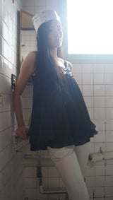 Sequin Satin Dress - Black
