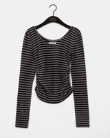 カッカンストライプシャーリングローズリボンTシャツ