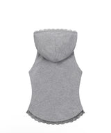 ASEN LACE SLIM HOOD SLEEVELESS (4COLOR)