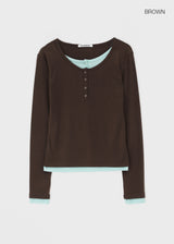 [MADE] Yusia Layered Snap Long Sleeve T-shirt