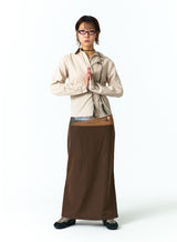 エクストラボタンストライプシャツ (BROWN)