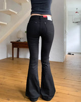 Crow Black Semi-Row Bootcut Pants