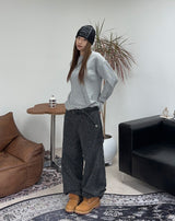 トーブワッフルヘンリーネック長袖Tシャツ