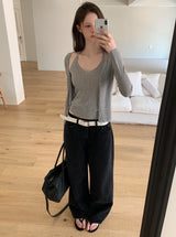 [ORIGINAL] ヴァイン ストレート ワイド デニムパンツ