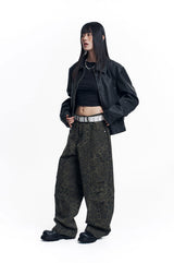 Curved Leopard Pants - Khaki