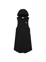 LAYERED HOODIE WOVEN DRESS [BLACK]