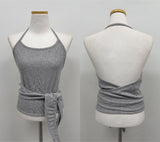 Monty Ribbed Wrap Halterneck Sleeveless