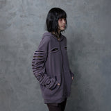 SLASHED CHECK HOODIE: PURPLE