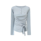 Light Shirring Wrap Button Tee 232841819
