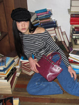 【即日発送】Sunday Tote Bag (eyelet wide)(plum)