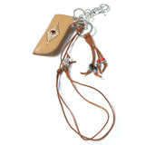turquoise leather cord beads necklace & lighter case brown