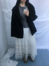 highneck puffy fur jacket