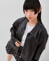 Studded Synthetic Leather Jacket