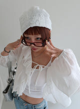 Flower Punching Shirring Beanie