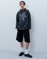 MELTING STAR LOGO PIGMENT HOODIE-CHARCOAL
