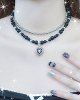 ブラックハートビーズネックレス
