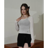 V NECK SLIM KNIT-IVORY