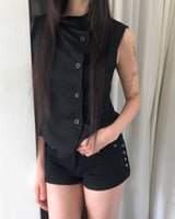 Mihyu High-Neck Button Vest