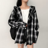 Tring Oversized Fit Tartan Checkered Hooded Shirt