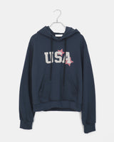 USAスターパッチロングスリーブフードTシャツ