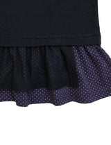 dot frill layered top / black