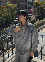 カイ ナイロン グロッシー パイピング ジップアップ