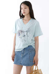 ギャラクシーVネックTシャツ_アイスミント