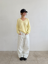 v neck loose knit top