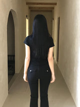 Lost Ball Stud Boat Neck Slit Half Tee