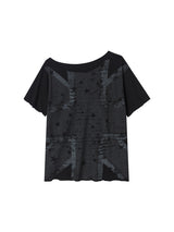 UNIONJACK OFF SHOULDER TEE BLACK