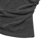 VIOLA ワンショルダーアンバランスシャーリングハーフ T (2Color)