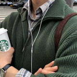 オールデイバーティカルリブルツーウェイハーフネックモダルニットジップアップ