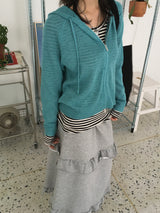 Half frill banding sweat long skirt (2c)