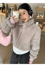 ミンクカラーショートジップアップファージャンパージャケット