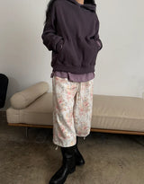  floral sweat crop pants