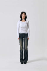 LISE SHIRRING TOP / WHITE
