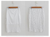 SOFT FLOWER FRILL TOP & MIDI SKIRT SET (IVORY, BROWN 2COLORS!)