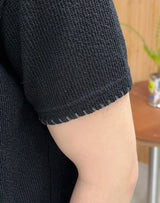 [1+1] レトン ステッチ マッスル ニット ショートスリーブ Tシャツ