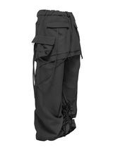  CUT OUT STRING CAGO PANTS . BLACK