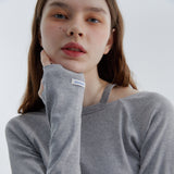カットワークTシャツ メランジェグレー