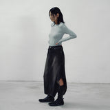 Denim Unbalanced Pleats Skirt