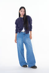 Back pocket flare denim pants