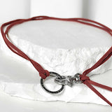 Suede string lettering necklace_orange