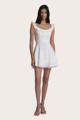 Whipped Frill Lace Dress, White