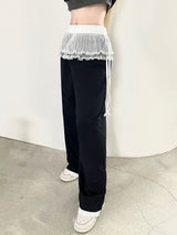1467. Lace sk layered sweat long pt (3color)
